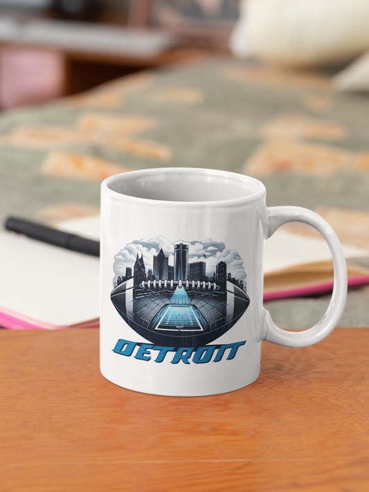 Detroit Coffee Mug - Modern Blue Design - Perfect Gift for Detroit Fans