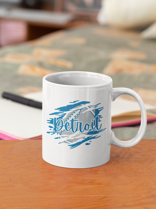 Detroit Coffee Mug - Modern Blue Design - Perfect Gift for Detroit Fans